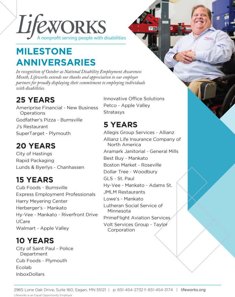 Milestone employer partner list.