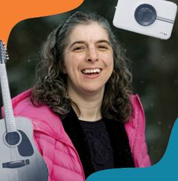 Lifeworks Music Therapy Participant - Woman with Medium Length Brown Hair Smiling